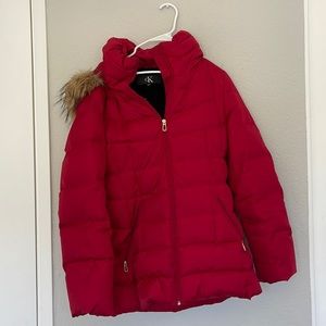 Red Duck Down and Waterfowl Feathers Calvin Klein Jacket Coat